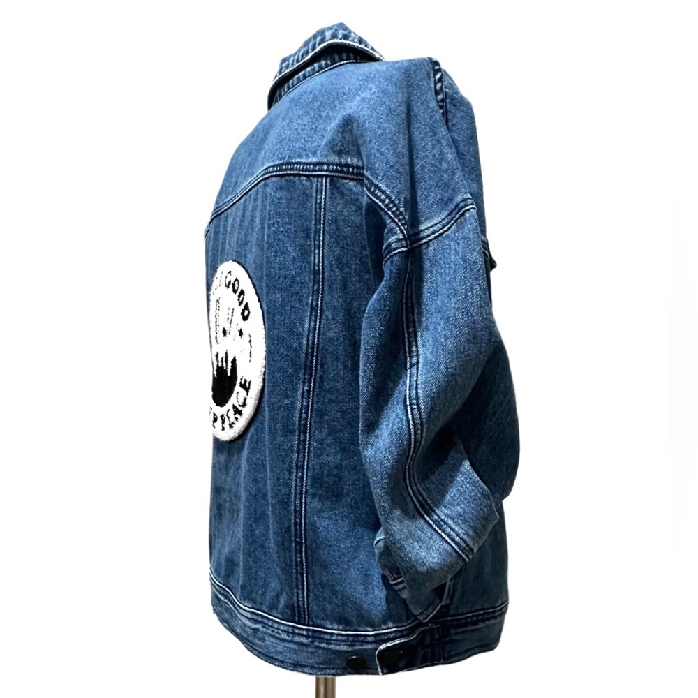 DENIM STATEMENT For The Republic Dark Blue Jacket with Text Detail Peace medium - Picture 3 of 15